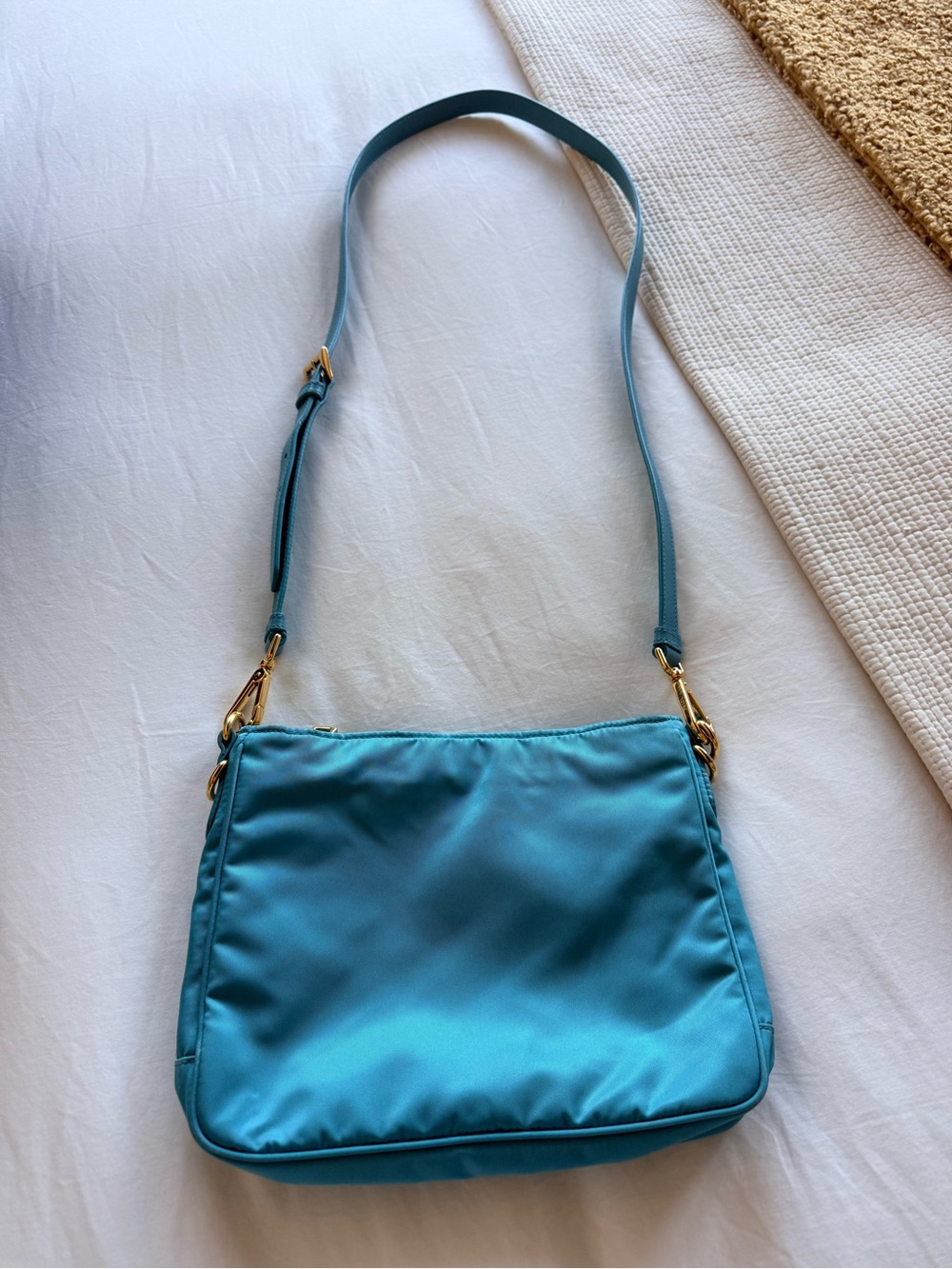 Prada Teal Nylon Crossbody Bag with Gold Hardware - Picture 2 of 6